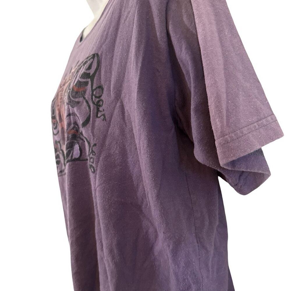 Blue Fish Painted Purple Short Sleeve Art to Wear T Shirt Top 1996 Vintage 1/ L - Picture 7 of 16